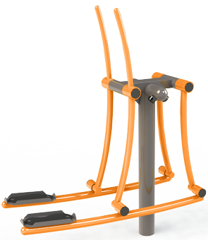 Buiten fitness toestel de skiër. Ook in een enkele uitvoering leverbaar, voorzien van soepel lopende lagers. Heerlijk aan uw conditie werken in de open lucht.