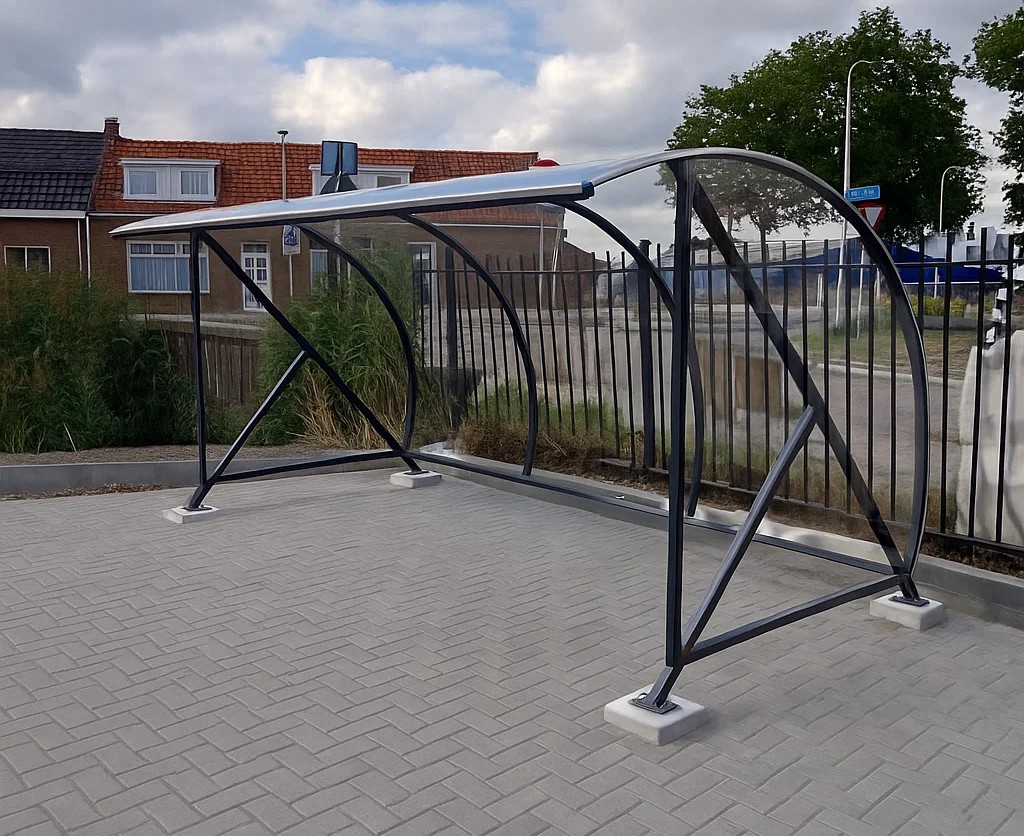 Fietsoverkapping BF1000 - AANBIEDING 4 Fietsoverkapping BF1000 lengte 4 meter. Ideaal voor 10 fietsen. Voordelig droog fietsparkeren op zijn mooist.