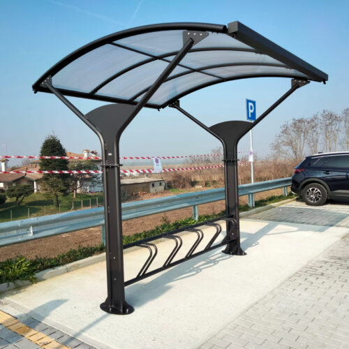 Fietsoverkapping Delta gecoat in ral 9005.