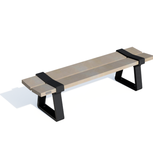Afgebeeld in Sand Beige, deze leuke voordelige parkbank is van 100% regeneraat en ook in het zwart en met grijze zitting leverbaar