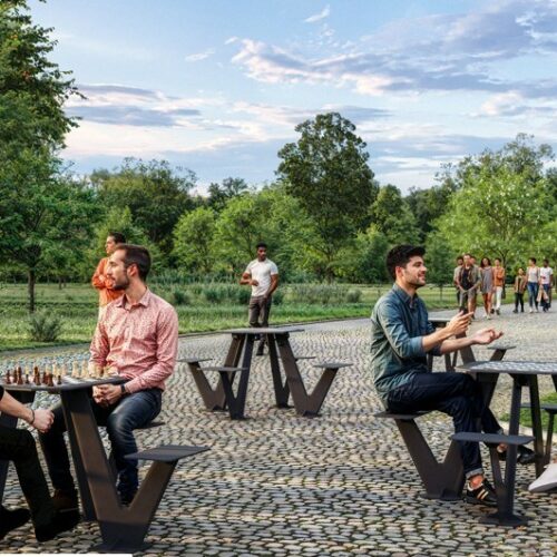 Hier ziet u de picknicktafel Viktoria met schaakbord