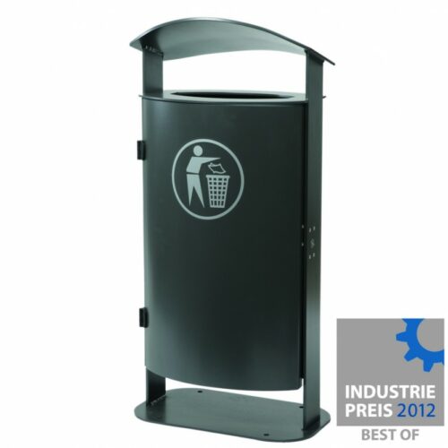 Buiten afvalbak Leon. Hier met gebogen dak.