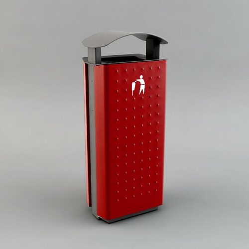 Buiten afvalbak City 11 Afvalbak City. Elegant en bijzonder duurzaam. Diverse ral kleuren leverbaar. Afgebeeld de uitvoering met met de bolle kap.