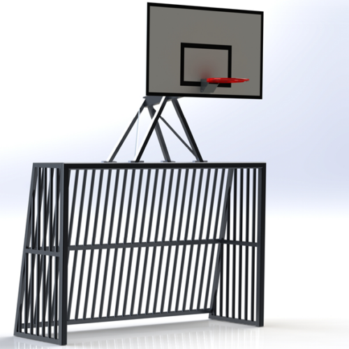 Antivandalen voetbaldoel VD200 23 Voetbaldoel model VD200 uitgevoerd met basketbalbord.
