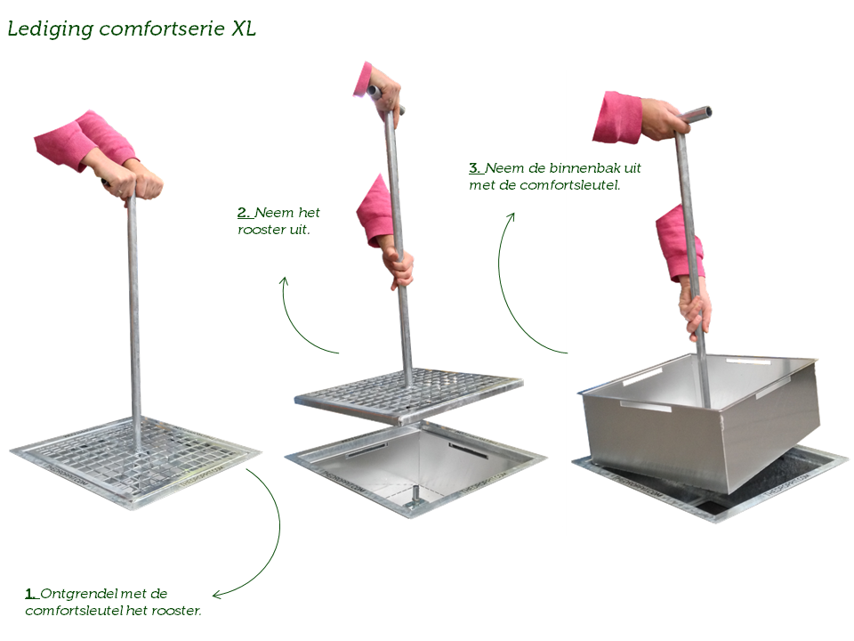 Asbaktegels Basic L 2 Deze tegelasbak is eenvoudig te legen met de comfortsleutel