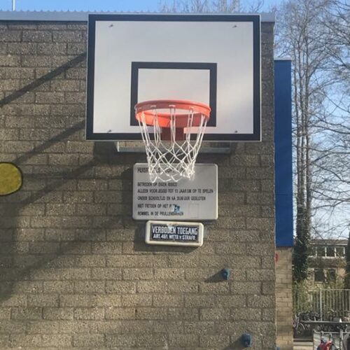 Basketbalbord met muurbevestiging 9 Een muurframe met basketbalbord. Ideaal voor speel- en schoolpleinen.