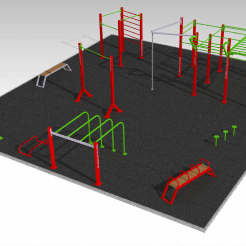 Overzicht Calisthenics-park Uruk 1 met maar liefst 37 werkstations