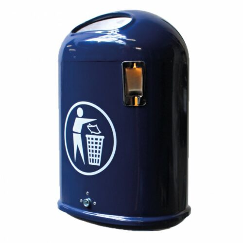Buitenafvalbak Saluna 15 Buiten afvalbak Saluna in een frisse blauwe poedercoating. De duurzame en voordelige, vandalisme-arme afvalbak voor de openbare ruimtes. Deze is voorzien van een peukendover.