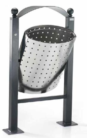 Buiten afvalbak model Genova 6 Afvalbak Genova is eenvoudig te legen en ;leverbaar met verlengde staanders om in te betonneren of met de afgebeelde voetplaten. Ideale afvalbakken voor buiten