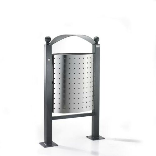 Buiten afvalbak model Genova 15 Buitenafvalbak Genova. Prachtig Italiaans design voor een zeer scherpe prijs. Afgebeeld zwarte staanders en rvs bak