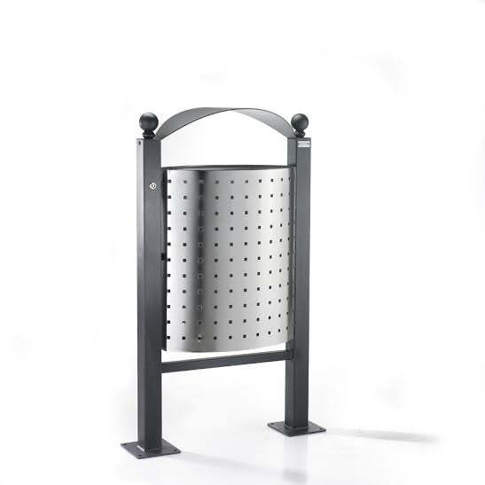 Buiten afvalbak model Genova 7 Buitenafvalbak Genova. Prachtig Italiaans design voor een zeer scherpe prijs. Afgebeeld zwarte staanders en rvs bak