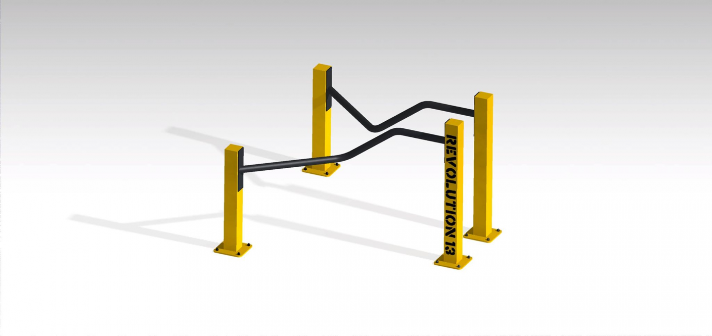 Buitenfitness parallel bars 1 Buiten fitness parallel-bars van het topmerk Revolution.