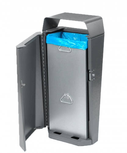 Afvalbak model Silk 7 De uitvoering met de uitneembare binnenbak. Afvalbak Silk, een aanwinst voor de buitenruimte