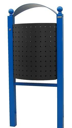 Buiten afvalbak model Genova 17 Buitenafvalbak Genova kan in bijna iedere ral kleur gepoedercoat worden. Hier is gekozen voor een combinatie zwart-b;auw.