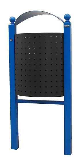Buiten afvalbak model Genova 9 Buitenafvalbak Genova kan in bijna iedere ral kleur gepoedercoat worden. Hier is gekozen voor een combinatie zwart-b;auw.
