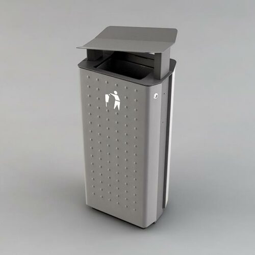 Buiten afvalbak City 10 Afvalbak City met de naar binnen gewelfde kap. Ideaal voor winkelcentra, openbare parken e.d. Kies voor een buitenafvalbak model City en geniet van een elegante oplossing die tegen elk weertype bestand is
