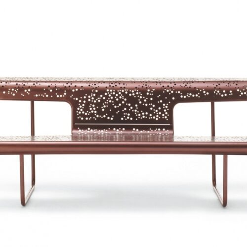 Parkbank De dichter 24 De parkbank uitgevoerd met de bronskleurige afwerking en het sterren-patroon