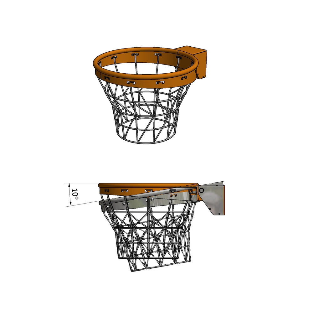 Basketbal dunkring 3 Basketbalring met dunkring. Deze flexibele ring gebruikt een veren constructie om te buigen.
