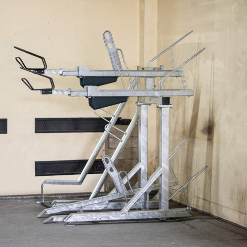 Tweelaags fietsenrek 2Tier+ 27 Met het Pro2Tier+ fietsenrek parkeert u uw fiets moeiteloos en veilig. Verkrijgbaar in diverse maten en configuraties, perfect voor compacte en grootschalige stallingen.
