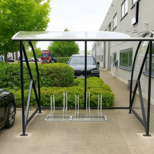 Fietsoverkapping BF1000 - AANBIEDING 69 Fiets overkapping BF1000 Ral 9005 Lengte 3 meter. ideaal voor 6 tot 7 fietsen