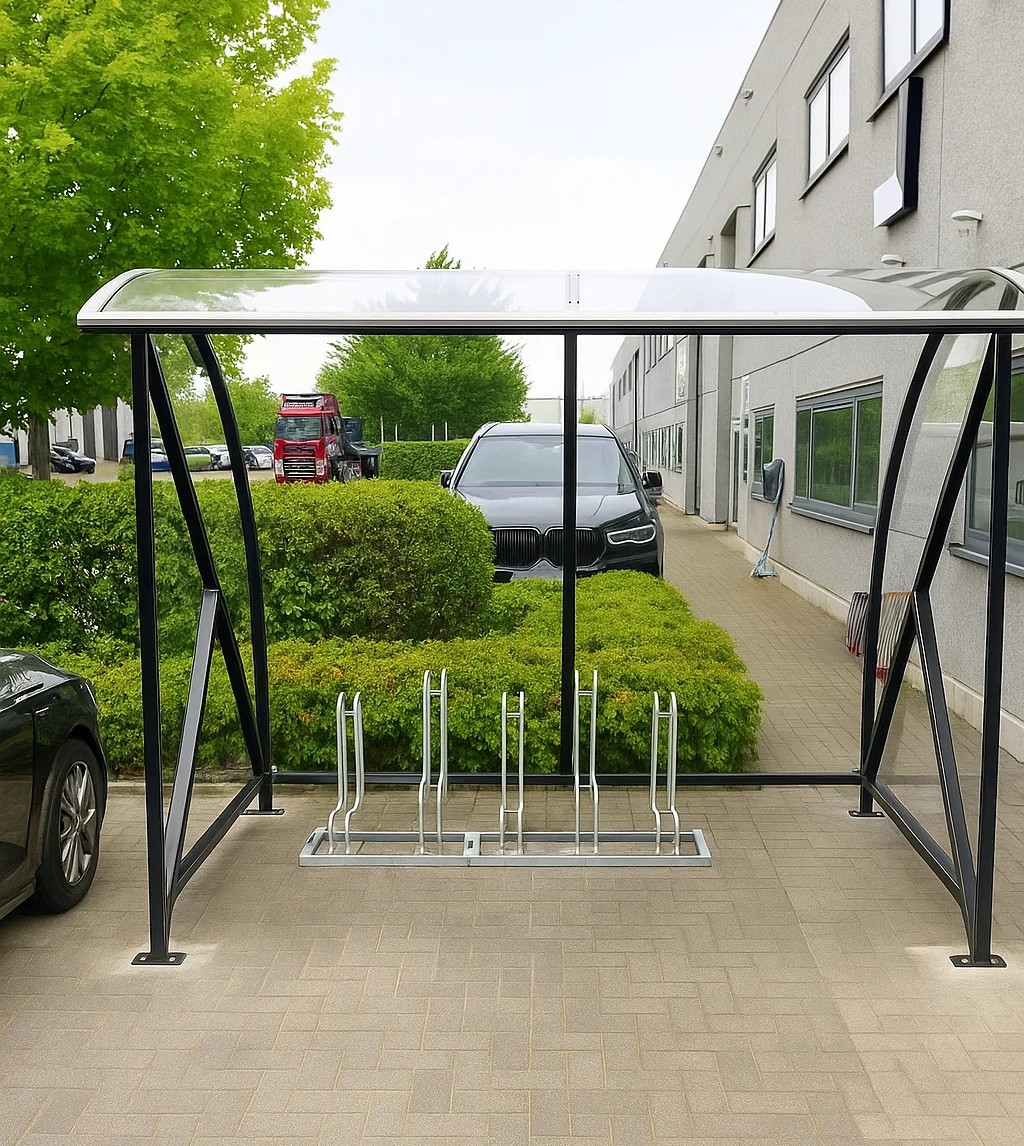 Fietsoverkapping BF1000 - AANBIEDING 12 Fiets overkapping BF1000 Ral 9005 Lengte 3 meter. ideaal voor 6 tot 7 fietsen