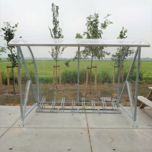 Fietsoverkapping BF1000 - AANBIEDING 87 Fietsoverkapping BF1000 – voor een nette, duurzame en voordelige oplossing voor uw fietsenstalling.