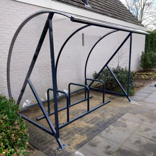 Fietsoverkapping BF1000 - AANBIEDING 62 Fietsoverkapping BF1000 ral 9003 met aanleunbeugels verplaatsbaar ral 9005