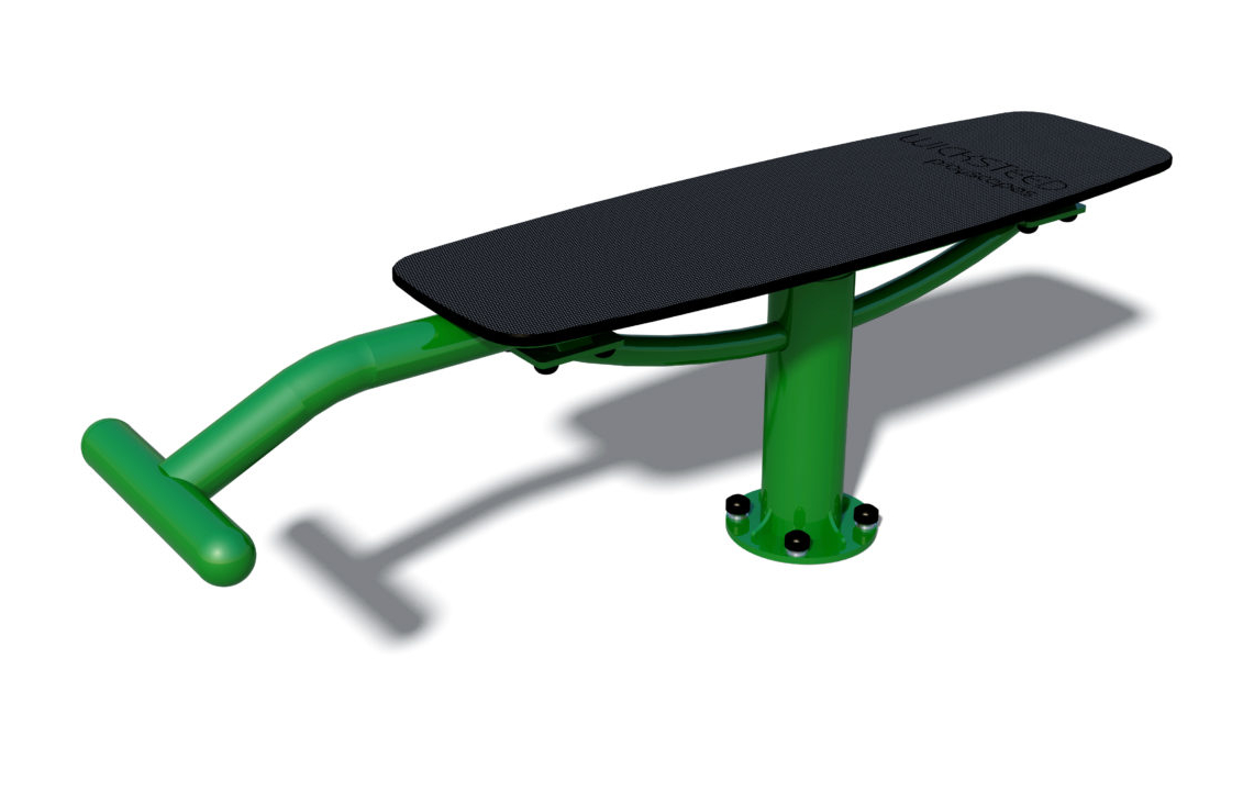 Outdoor Sit-Up bench 1 De Sit Up Bench. Buitenfitnesstoestel voor de buikspieren in de dubbele uitvoering.