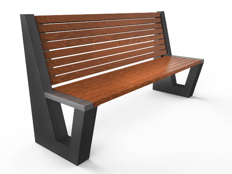 Parkbank Vera 1 Betonbank - parkbank met leuning. Parkbank Vera is gemaakt van duurzaam beton, afgewerkt met houten latten. Straatmeubilair op zijn mooist.