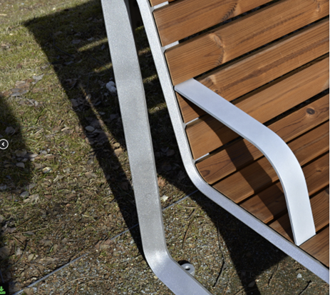 Design parkbank Borola 12 Detailfoto van de optionele armleuning
