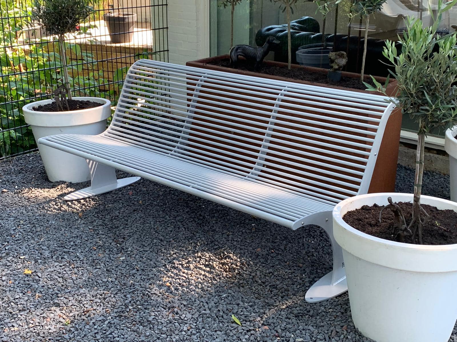 Parkbank Athene 15 Onze parkbank Athene in aluminium grijs gepoedercoat