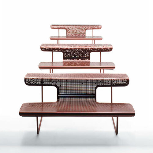 Parkbank De dichter 25 Parkbanken de Dichter. Van boven naar beneden parkbank de Dichter met: Flowers, Stars en Dots.