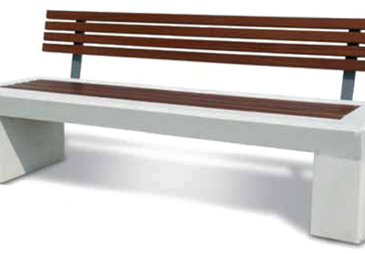 Parkbank model Linea 6 Deze fraaie design parkbank van beton met FSC houten zitting en leuning, staat voor jarenlang onbezorgd gebruik