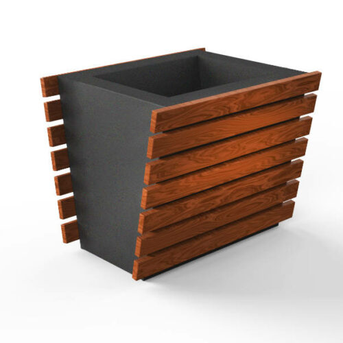 Betonnen plantenbak met hoogte 50 cm. Glad beton met poedercoating in ral kleur.