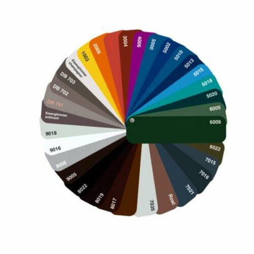 Parkeerpaal met aluminium bolkop 11 ral kleuren kaart 2