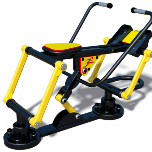 Outdoor roeitrainer 13 DE geel-zwarte uitvoering van dit topsegment buiten-fitness toestel