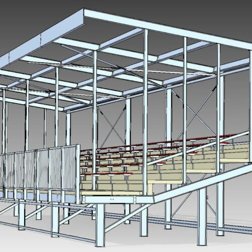 Tribune model Live 60 Tekening van het frame van tribune Olympia. Betaalbare, veilige, en modulaire tribunes: SKWshop is uw partner in tribunebouw!