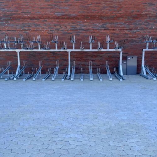 Tweelaags fietsenrek 2Tier+ 22 Tweelaags fietsenrek met een onderlinge h.o.h. afstand van 37.5, 40, 45, 50 en zelfs 60cm naar keuze